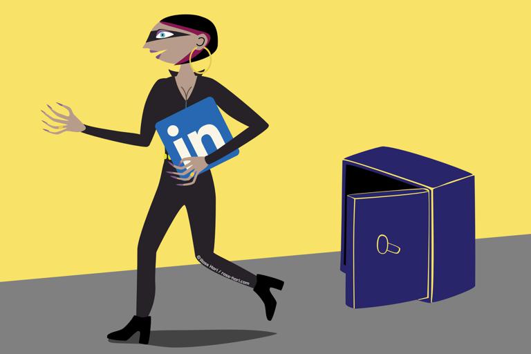 An influencer runs away after stealing a LinkedIn post from a safe
